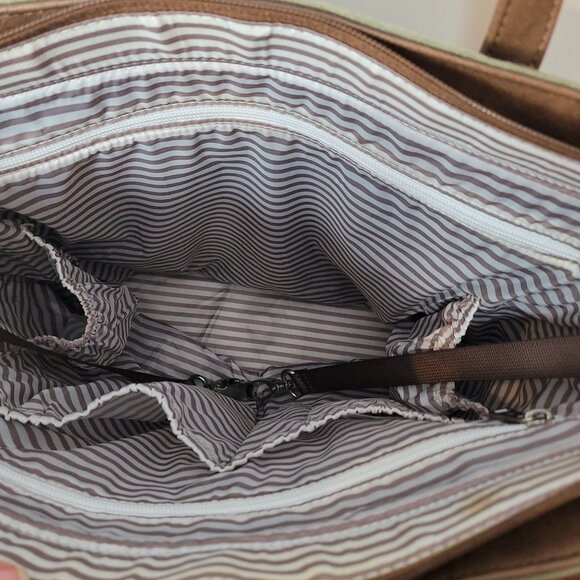 Little Unicorn City Walk Tote - Olive Multiple Pockets Canvas & Faux Leather - Picture 6 of 10